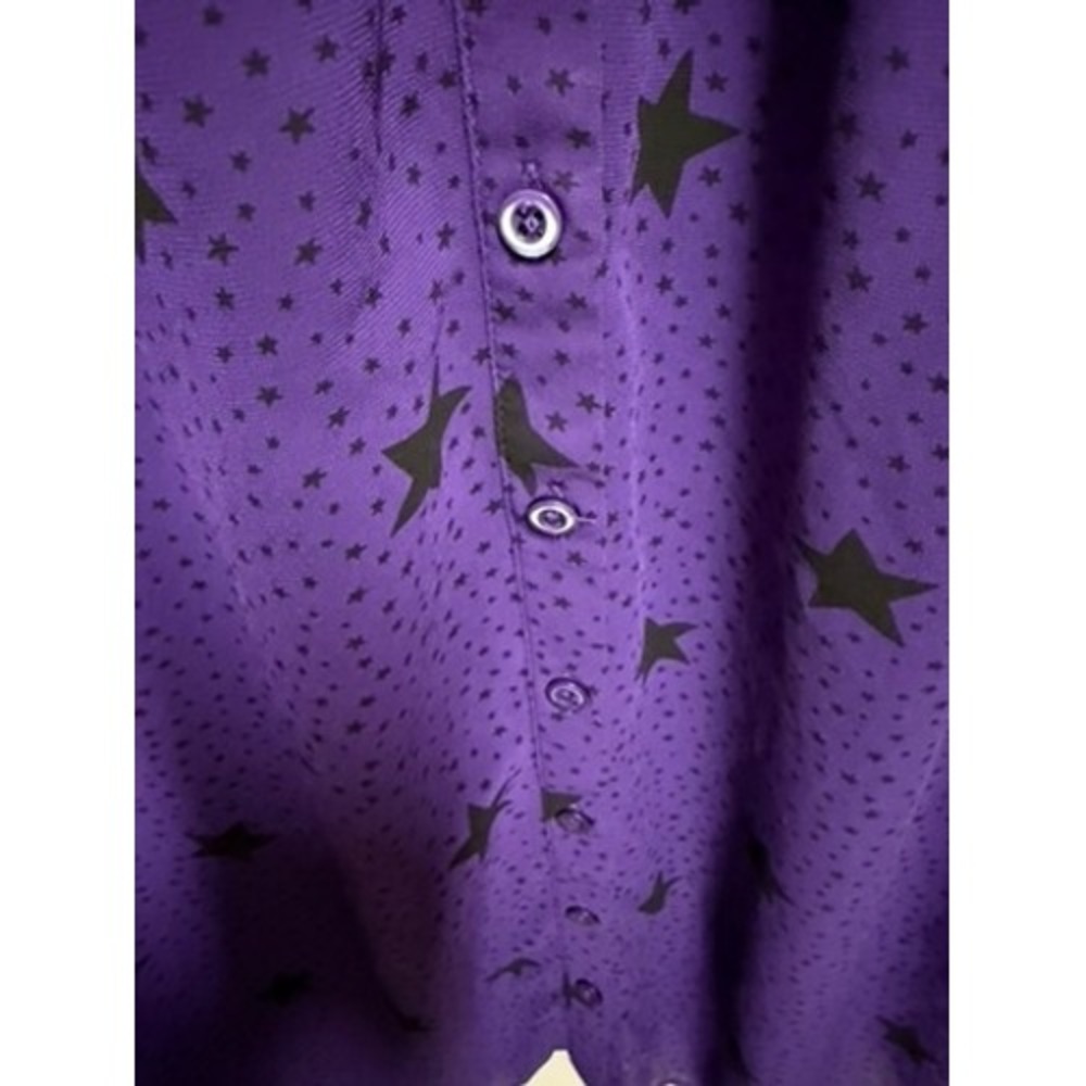 Torrid Purple Star Print Chiffon Shirt Dress Starry Night Celestial 3 3X 22 24 - Picture 7 of 10